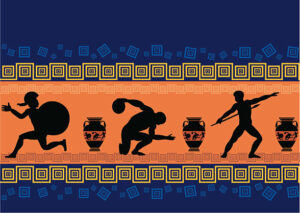 Drawing for fabric, texture, the ancient Greek themes jeux olympiques